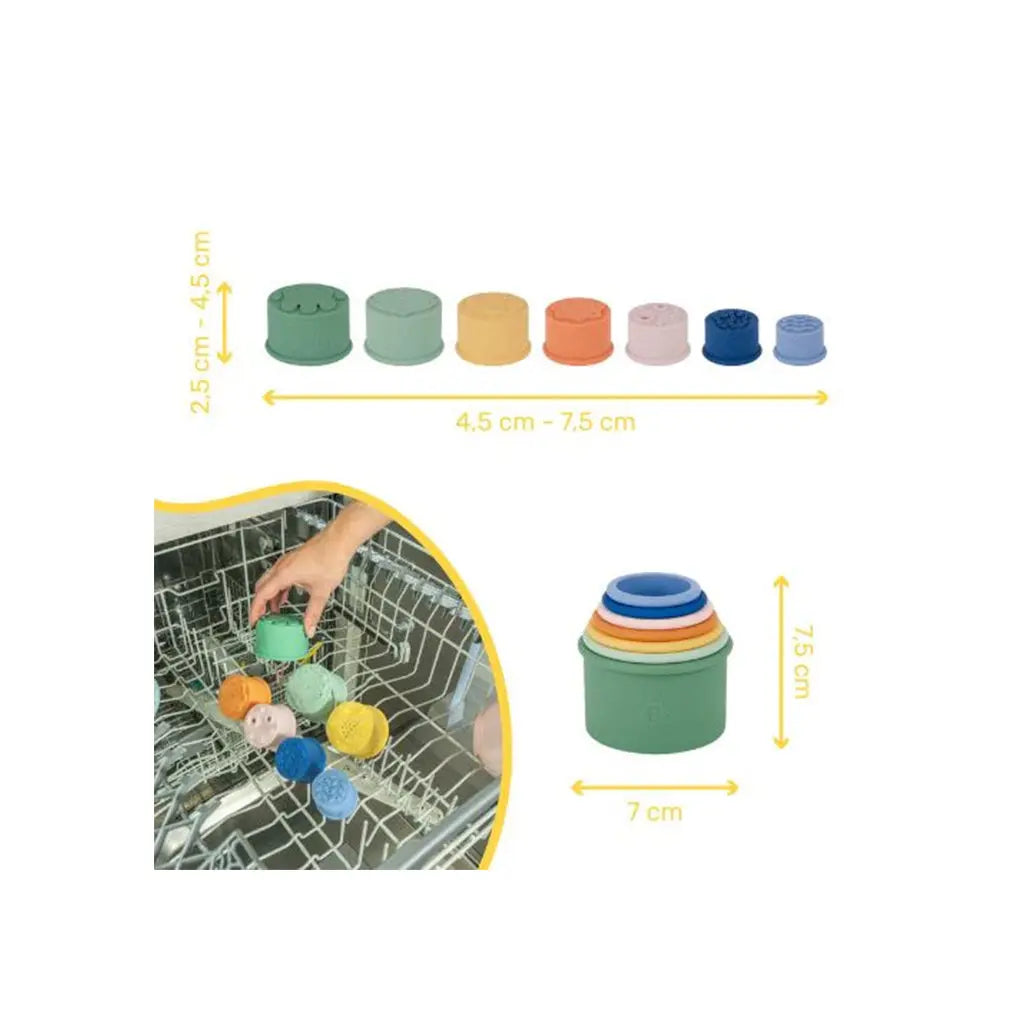 Badabulle Conjunto 7 Brinquedos Empilháveis em Silicone