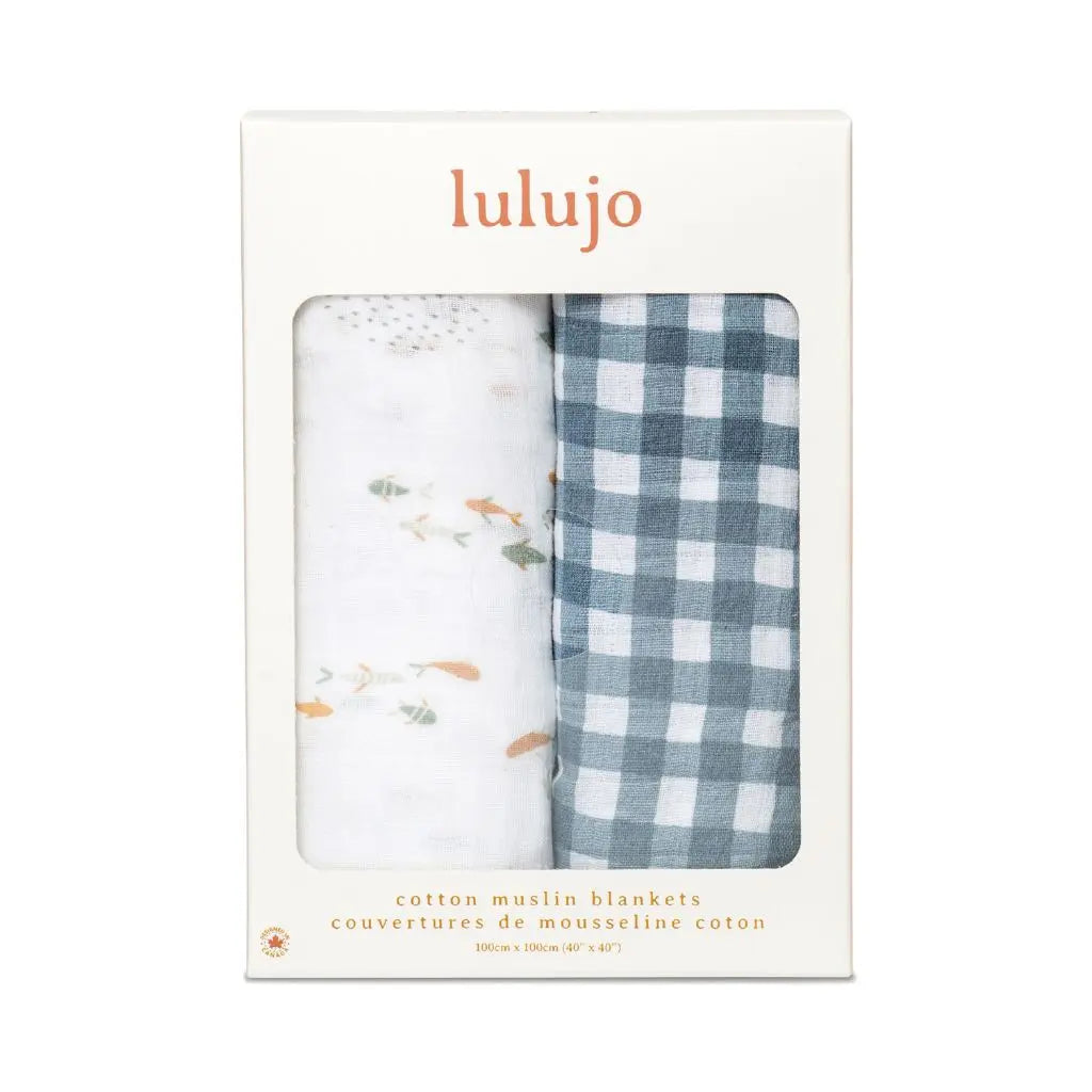 Lulujo Musselina Musselina Fish & Navy Gingham