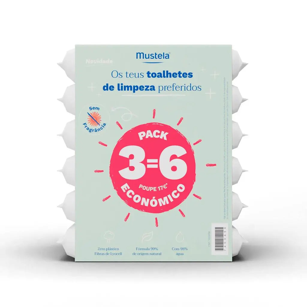 Mustela Toalhetes de Limpeza s/ Perfume 3=6