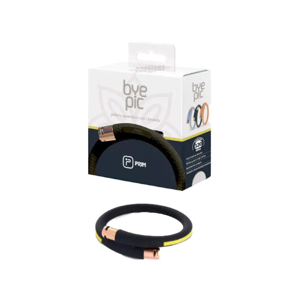 Pulseira Citronela Adulto Preto/Amarelo
