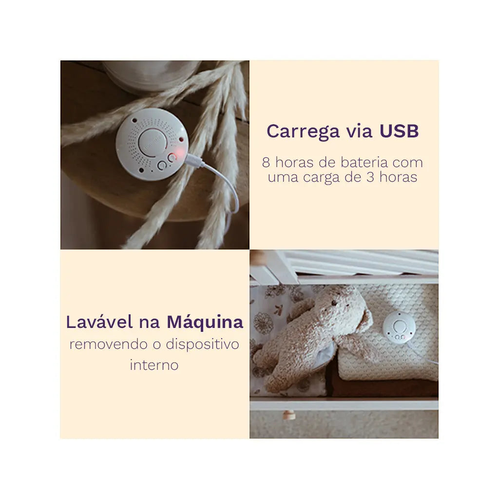 Moonie Peluche Ursinho Luz/Som Orgânico - Humming Bear Grey