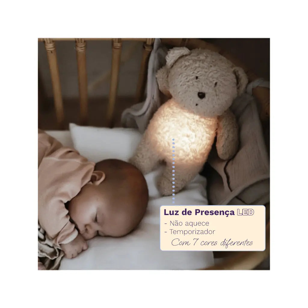 Moonie Peluche Ursinho Luz/Som Orgânico - Humming Bear Grey
