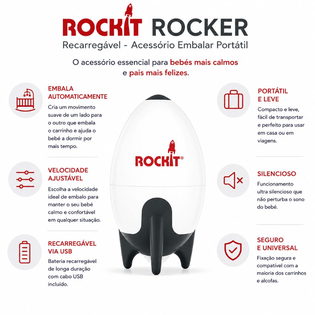 Rockit Rocker Recarregável - Acessório Embalar Portátil Rockit
