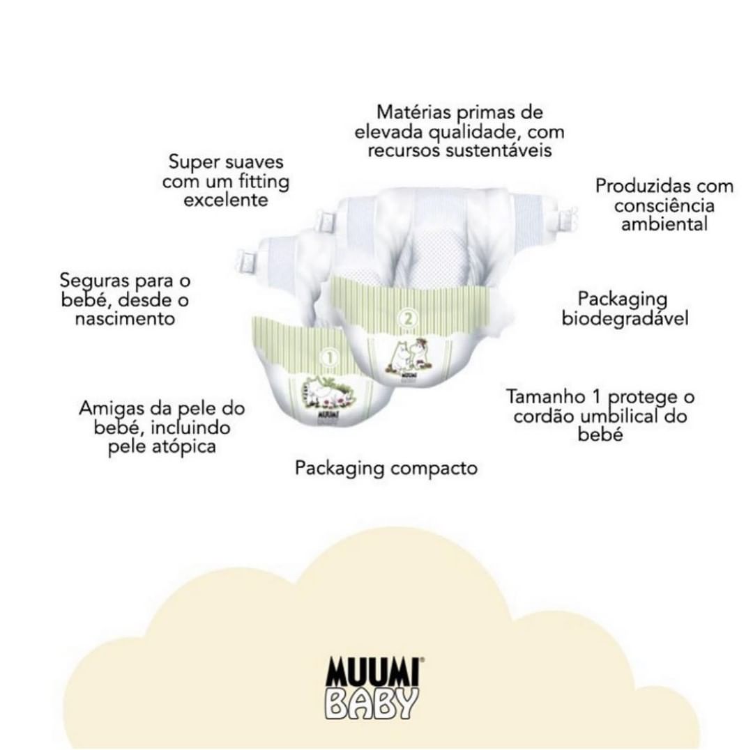 Fraldas Baby 2-5 kg - Tamanho 1 Muumi