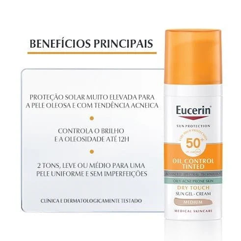 Eucerin Control Tinted Gel-Creme - Médio SPF50+