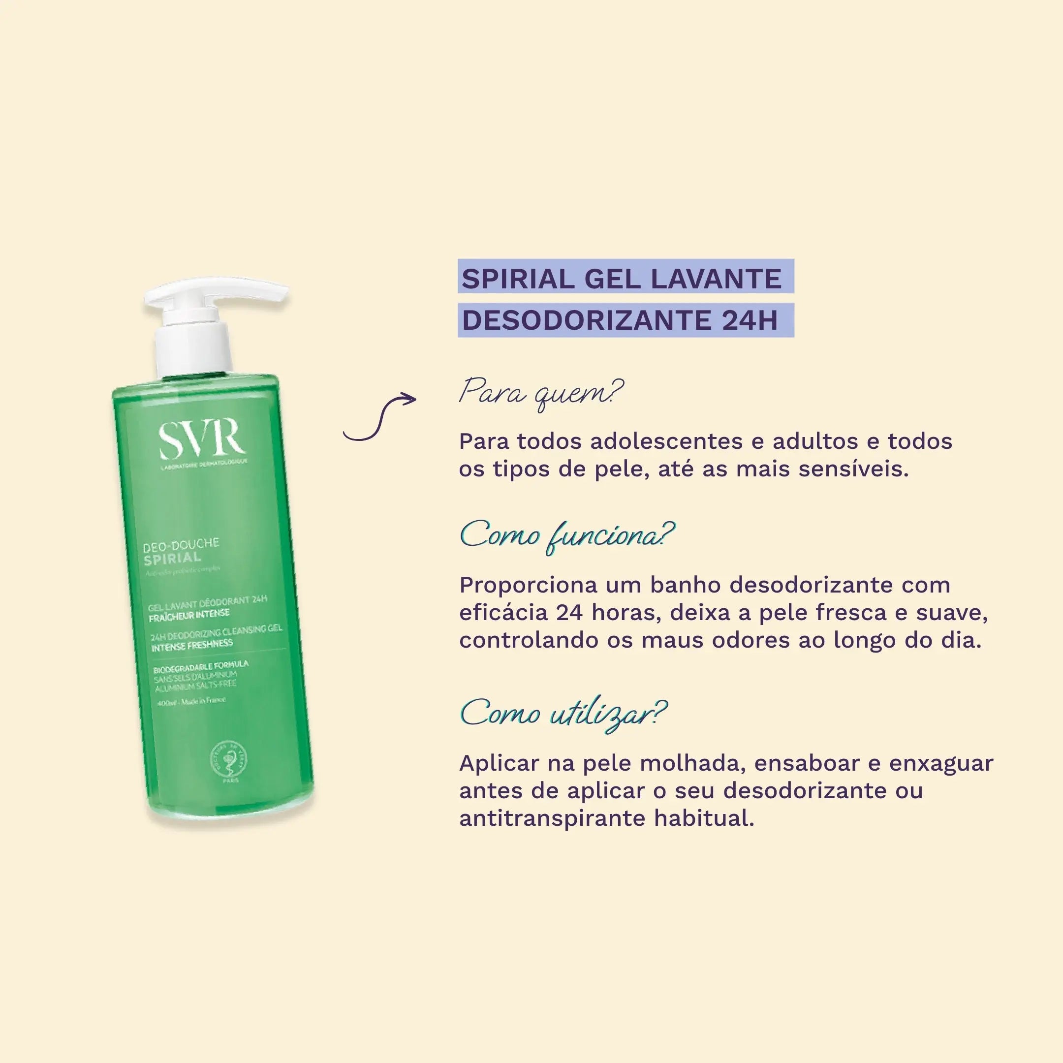 SVR Spirial Gel Lavante Desodorizante 24H