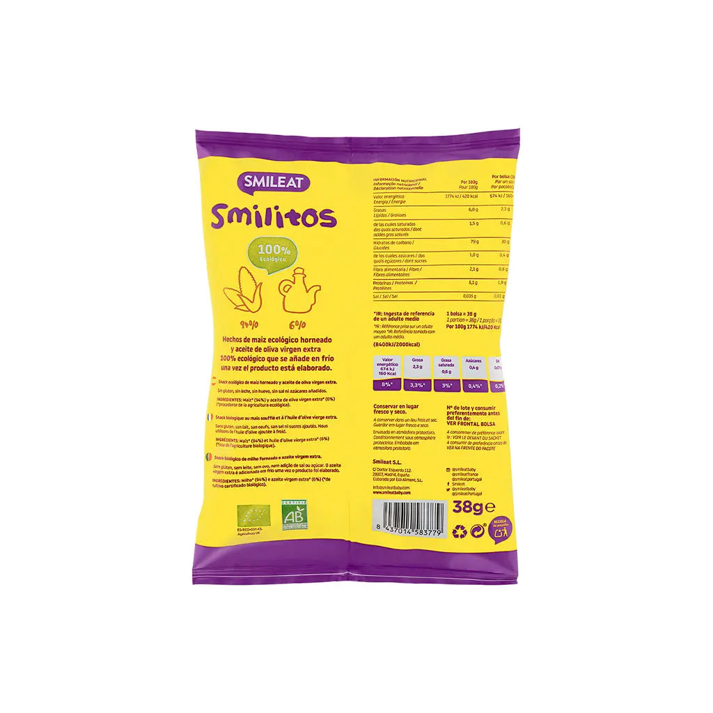 Smileat Smilitos Snack de Milho Biológico s/ Gluten