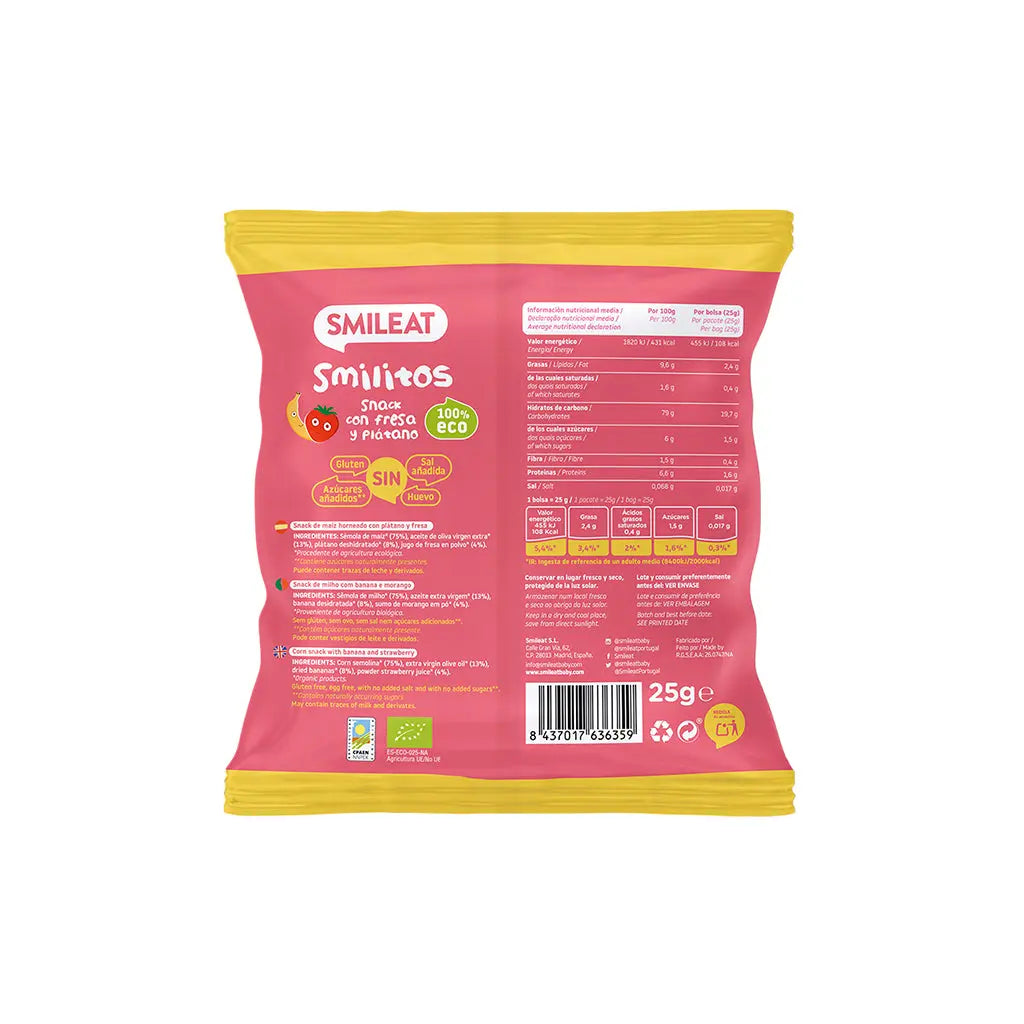 Smileat Smilitos Snack de Milho Morango e Banana