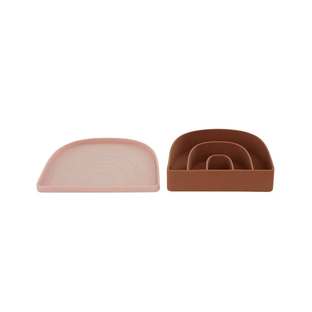 Oyoy Mini Conjunto Prato e Tigela Arco-Íris Fudge/Rose