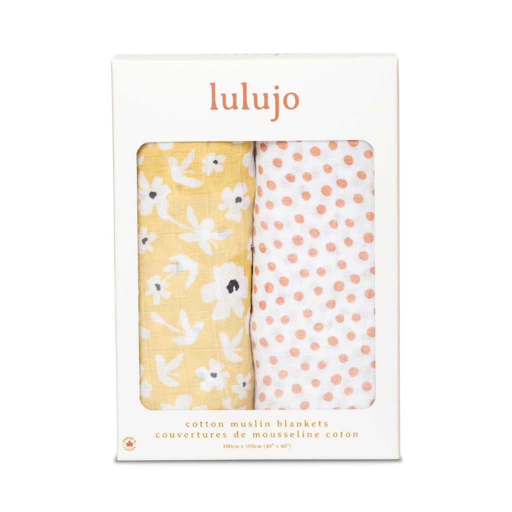Lulujo Musselina Yellow Wildflowers & Dots