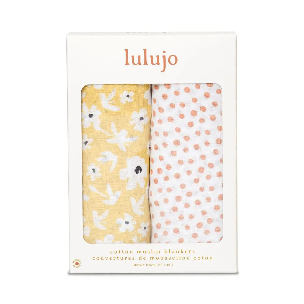 Lulujo Musselina Yellow Wildflowers & Dots