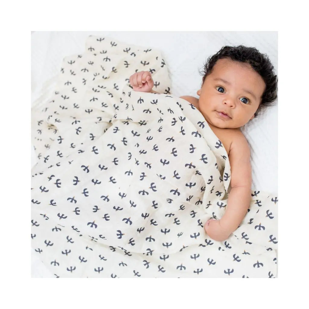 Lulujo Musselina Mudcloth & Black Birds