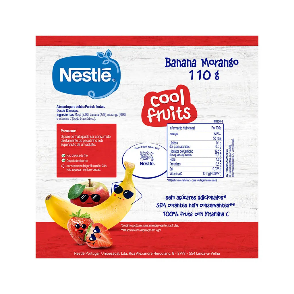 Nestlé Nestlé "Cool Fruits" - Banana e Morango (Pacotinho de Fruta)