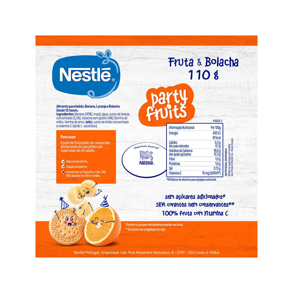 Nestlé "Party Fruits" - Fruta & Bolacha (Pacotinho de Fruta) Nestlé