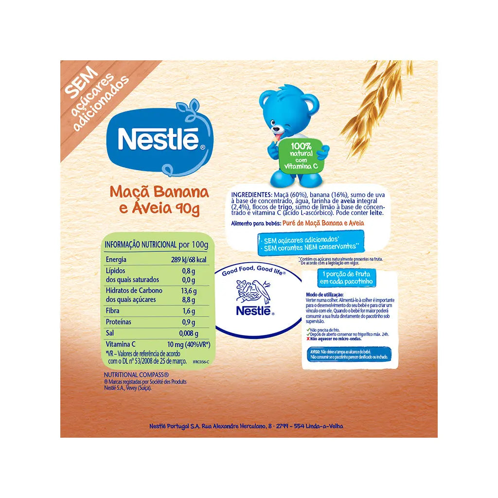 Nestlé Nestlé - Maçã, Banana e Aveia (Pacotinho de Fruta)