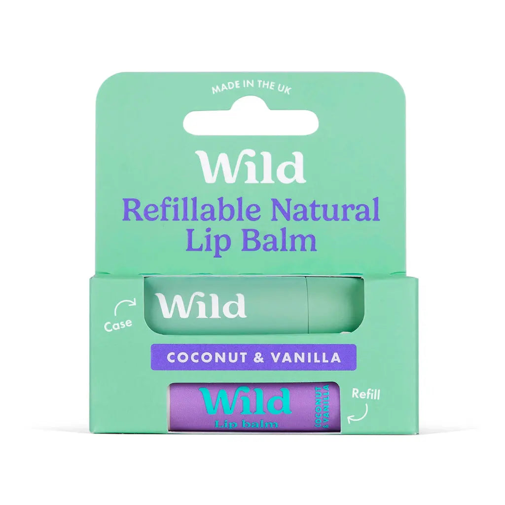Natürlicher Lippenbalsam Box und Nachfüllung Kokos und Vanille