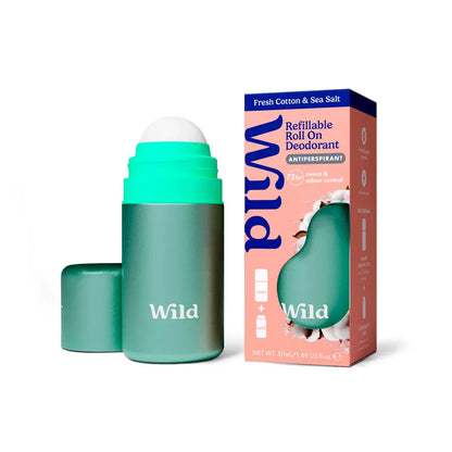 Wild | Deo Roll-On Anti-Transpirante Caixa e Recarga Algodão Fresco e Sal Marinho | Love my Pharma
