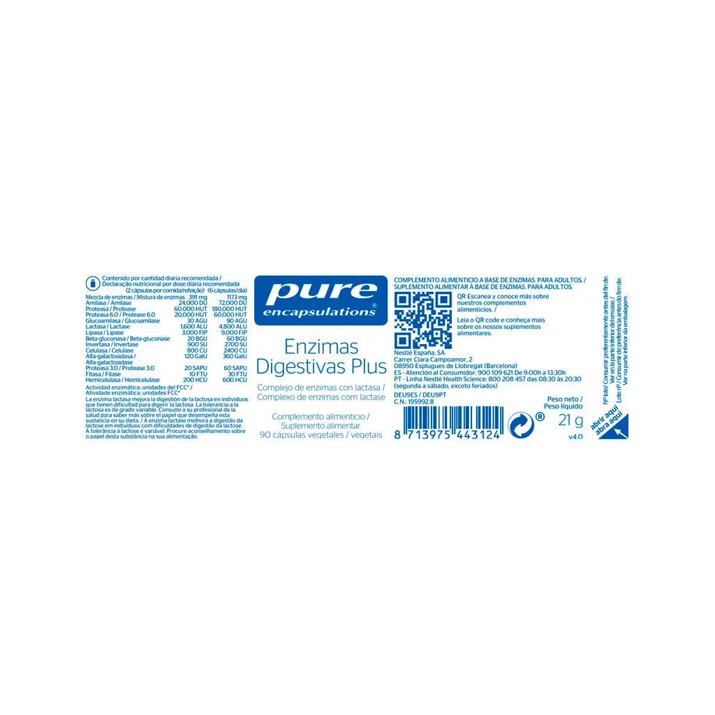 Pure Encapsulations Enzimas Digestivas
