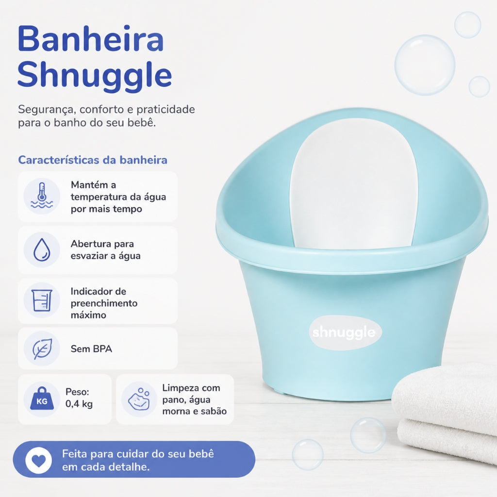 Banheira Ergonómica + Suporte Dobrável Shnuggle