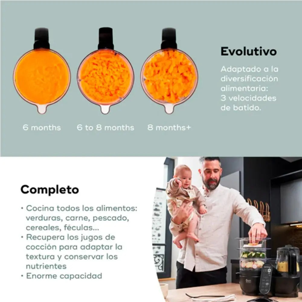 Babymoov Robot Cozinha Nutribaby XL Mineral Black - Multifunções 6 em 1 | Love my Pharma
