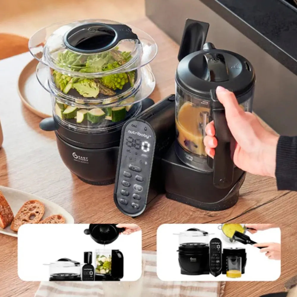 Babymoov Robot Cozinha Nutribaby XL Mineral Black - Multifunções 6 em 1 | Love my Pharma