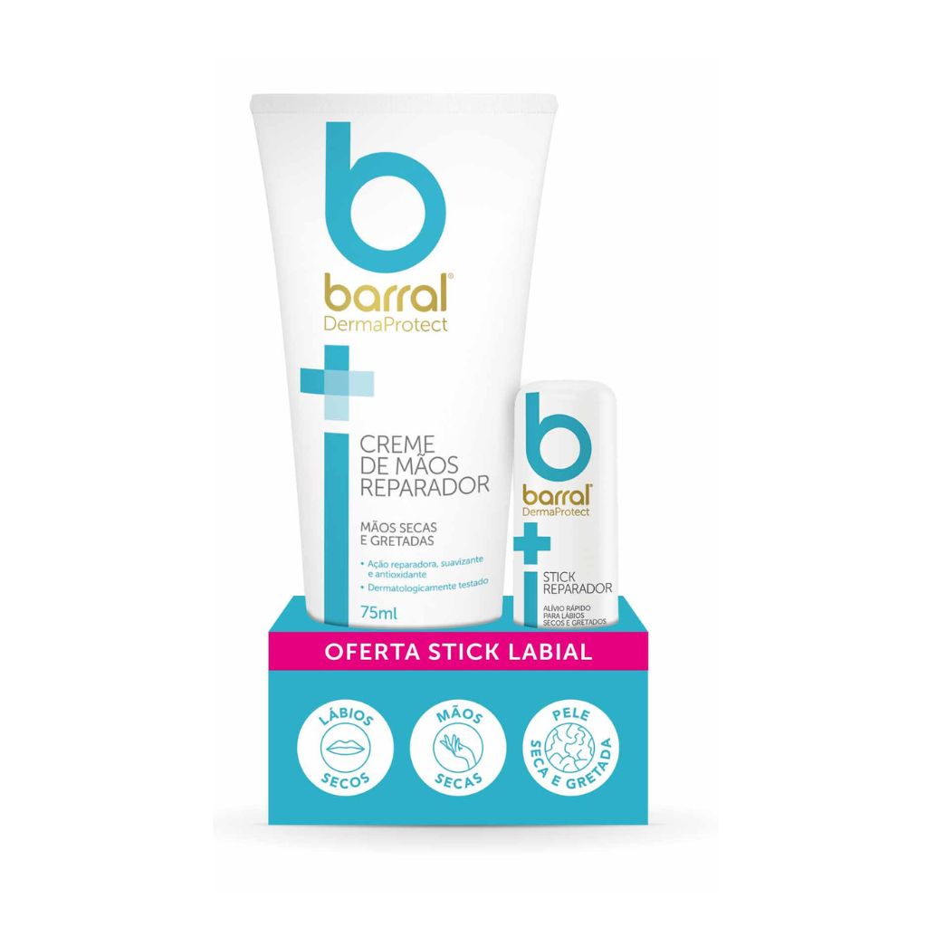 Barral Creme Mãos e Stick Labial Reparador DermaProtect SPF15 - Preço Especial - Love my Pharma